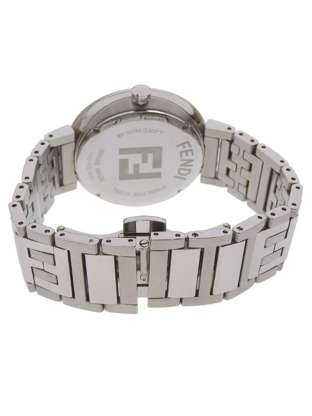 Fendi Forever Date Stainless Steel Quartz Analog Display Black Dial Watch